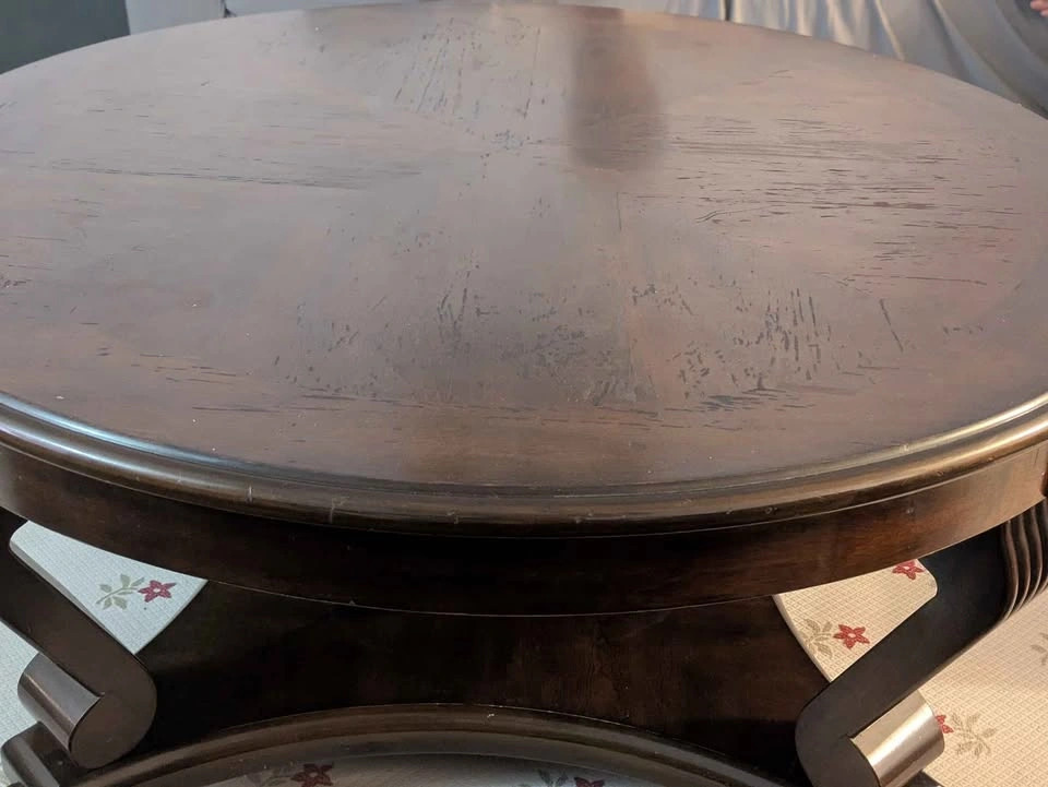 Round Hardwood Wood Coffee Table - photo 5