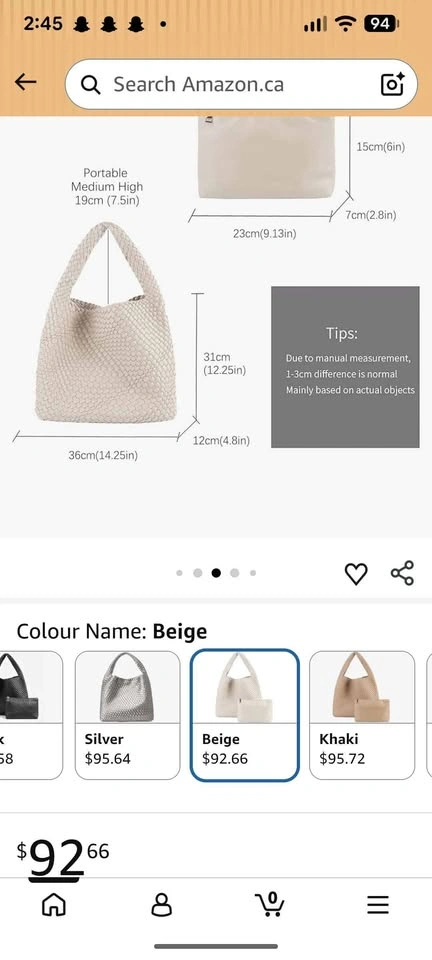 New Woven Leather Tote Bag with Matching Pouch - photo 2