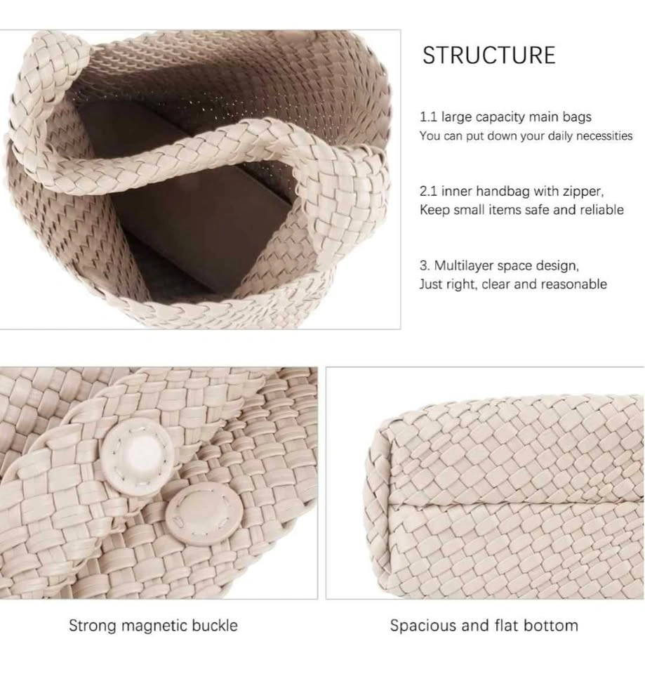 New Woven Leather Tote Bag with Matching Pouch - photo 5