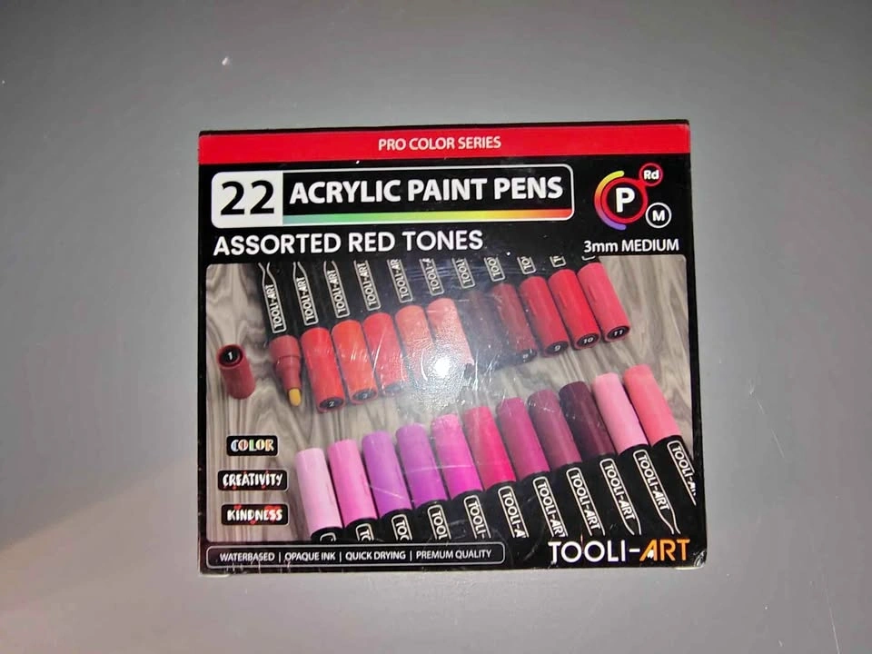 Tooli-Art Acrylic Paint Pens (22 Pack - Assorted Red Tones)