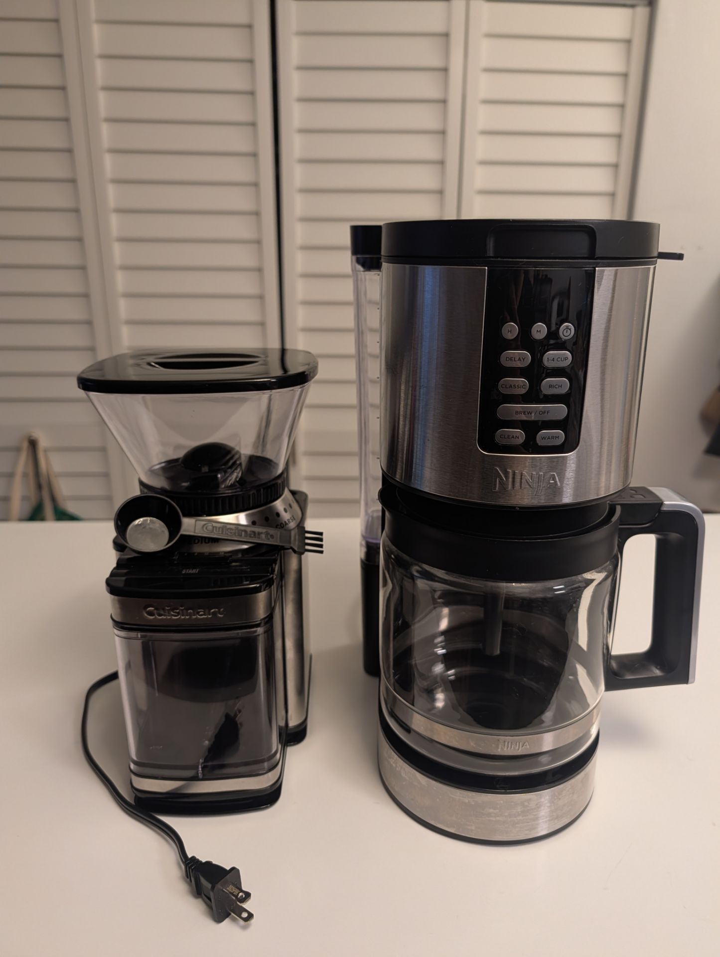 Ninja Coffee Maker + Cuisinart Coffee Grinder