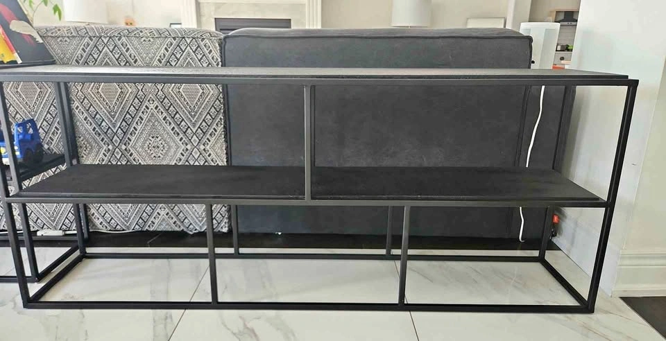 Black Metal Console Table with Shelf