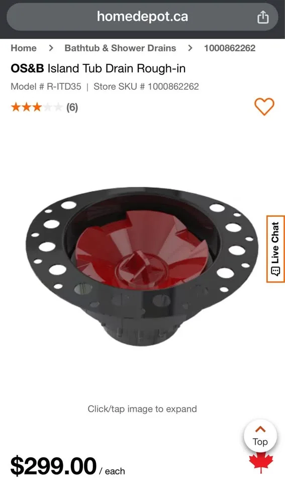 ITD-35 OSB ISLAND TUB DRAIN W/1-1/2" ABS TAILPIECE-BNIB image indicator(2)