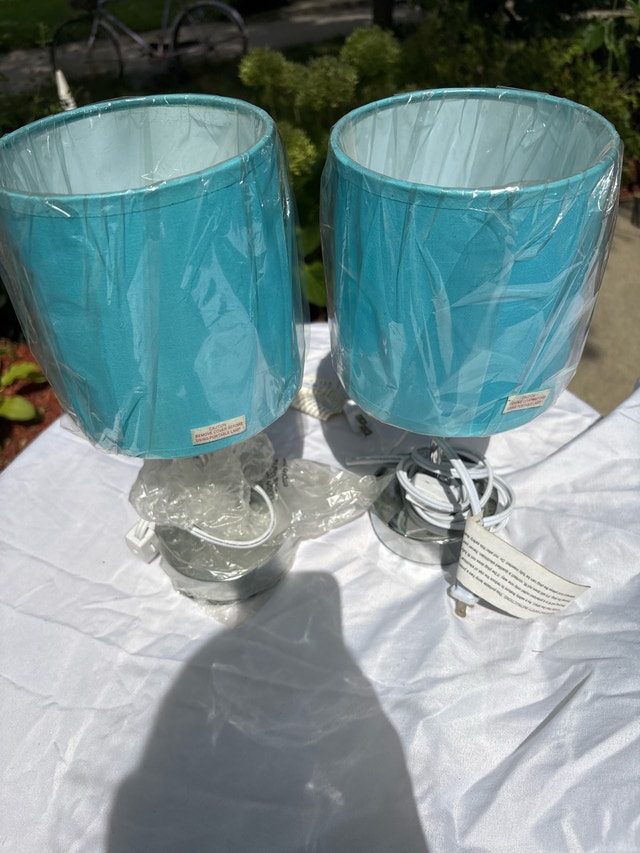 Pair of Teal Table Lamps