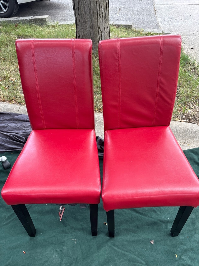 Red Faux Leather Dining Chairs