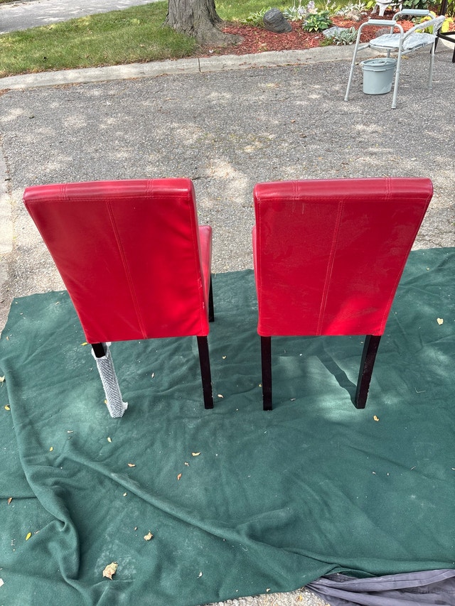 Red Faux Leather Dining Chairs - photo 3