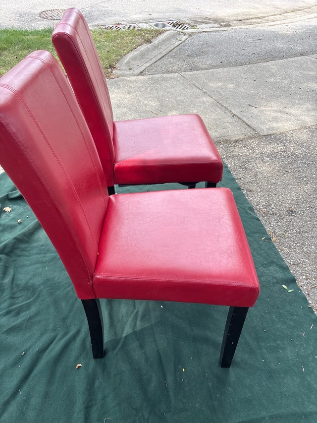 Red Faux Leather Dining Chairs - photo 4