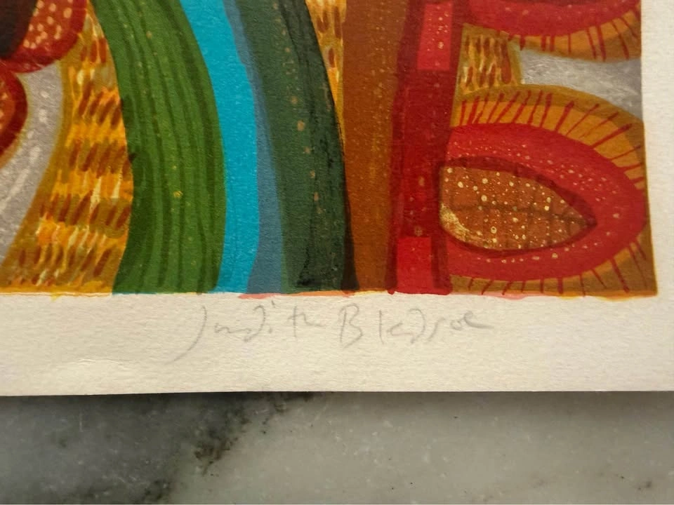 Judith Bledsoe Cats, Folk Art Lithograph and Blind Embossing - photo 2