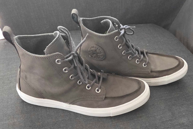 Converse All Star Moc-Toe Grey NuBuck Leather Hi Boots. Men's 11
