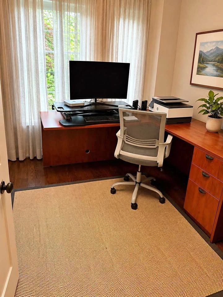 Cherry Wood L-Shaped Office Desk