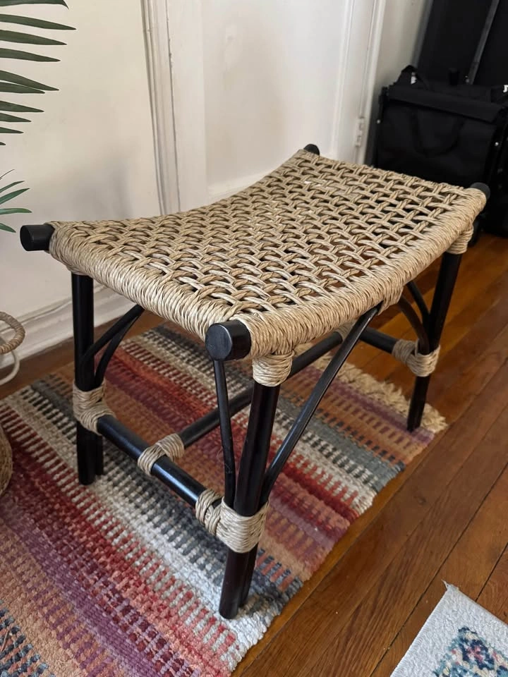 Woven Rattan-Style Stool / Bench - photo 2