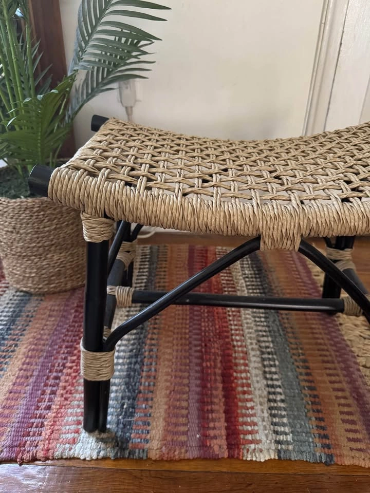 Woven Rattan-Style Stool / Bench - photo 3