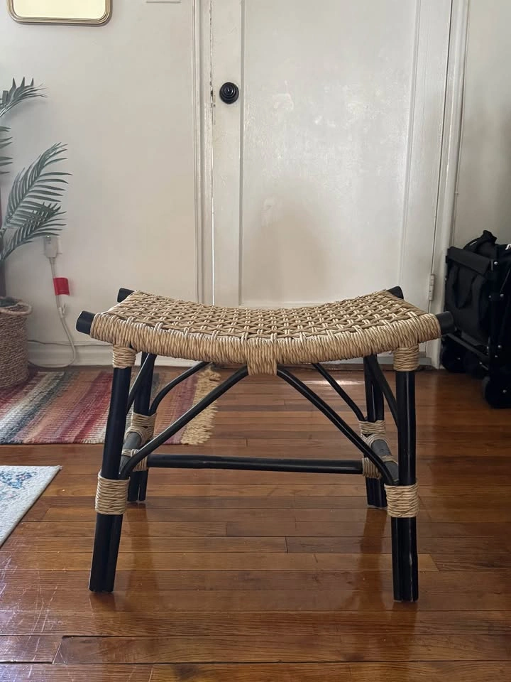 Woven Rattan-Style Stool / Bench - photo 4