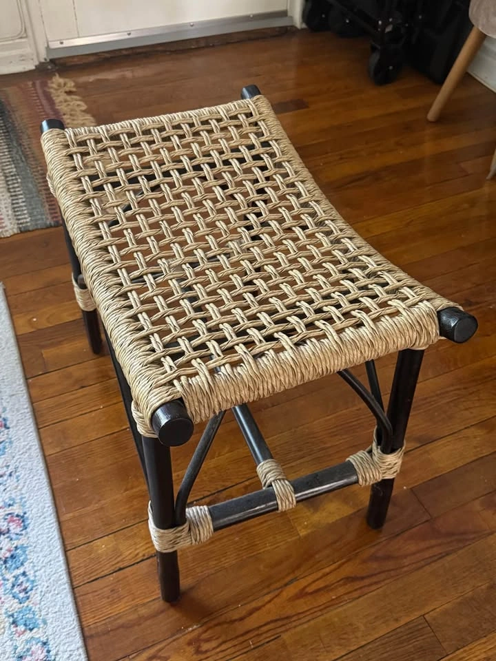 Woven Rattan-Style Stool / Bench - photo 5