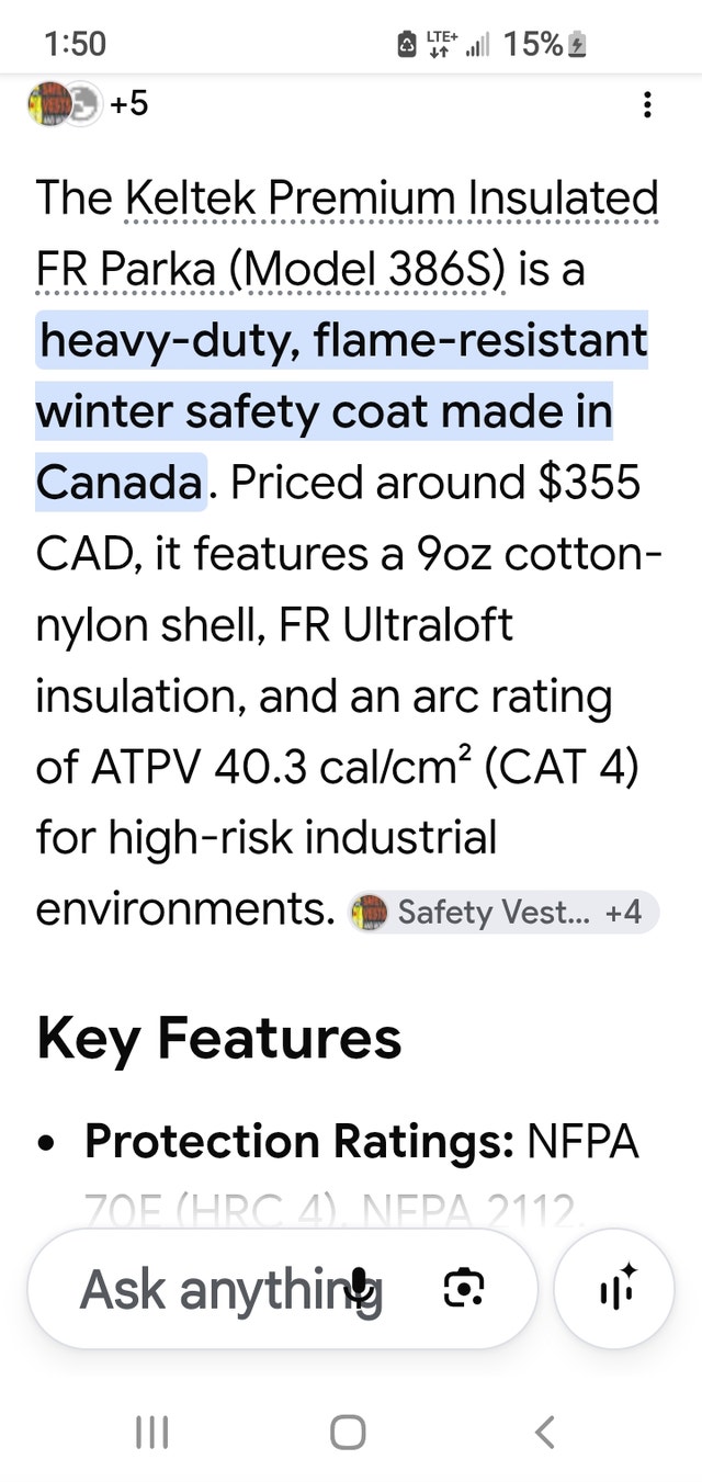 Fire Retardant winter work coat