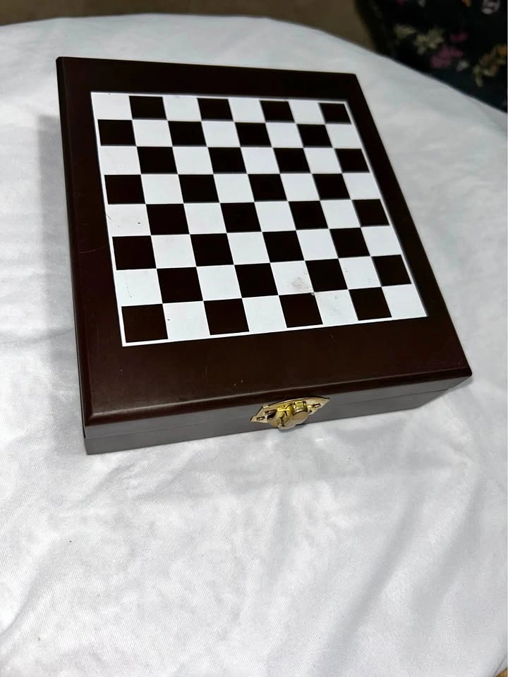 Wooden Chess Set & Wine Accessory Gift Box Combo