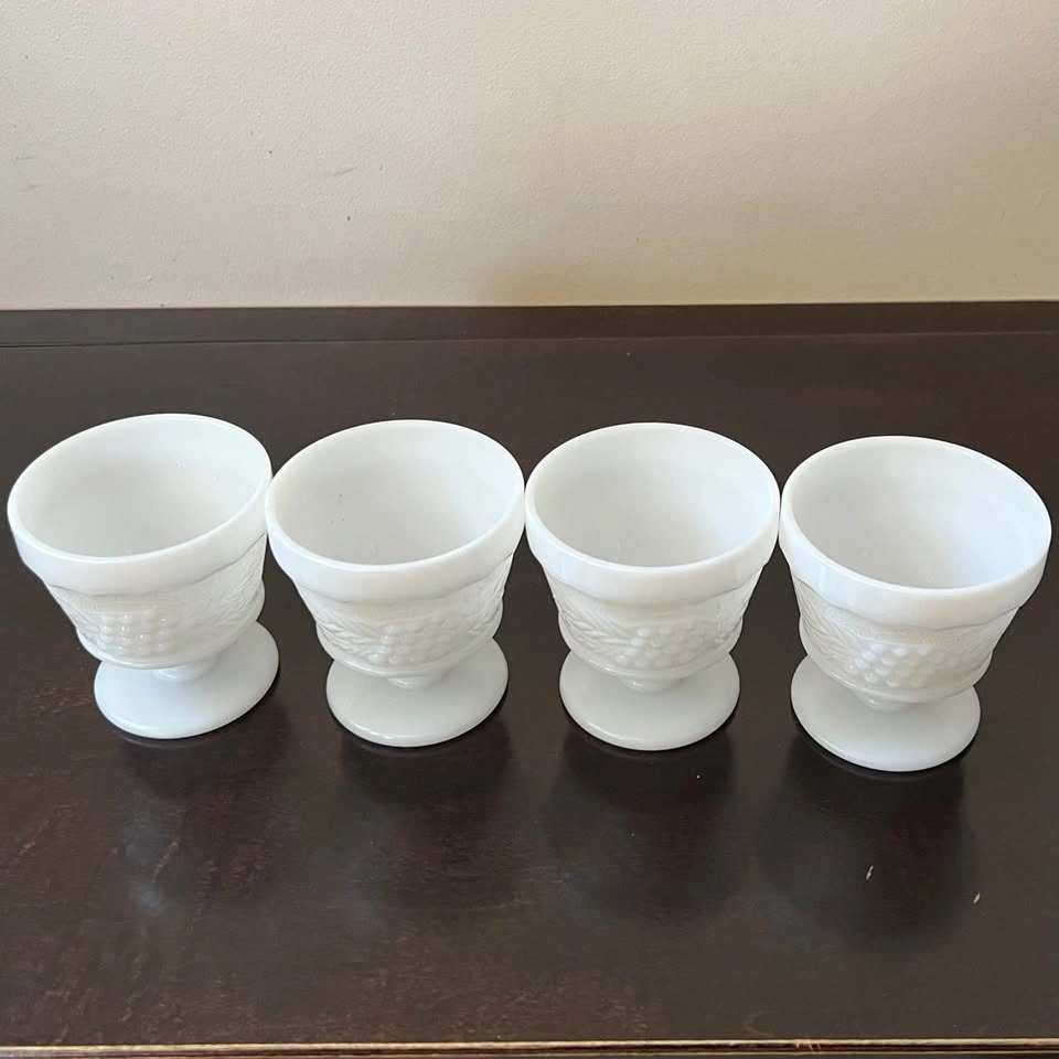 Milk Glass Anchor Hocking Set of 4 Sherbet Goblets - photo 2