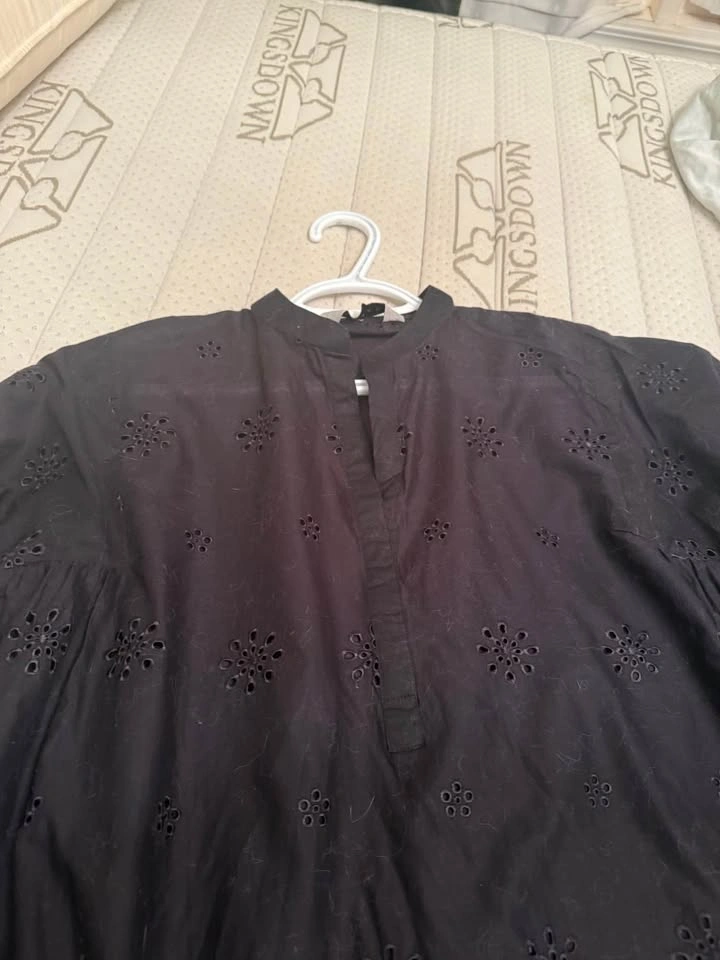 Loft Black Eyelet Cotton Tunic Blouse - photo 3