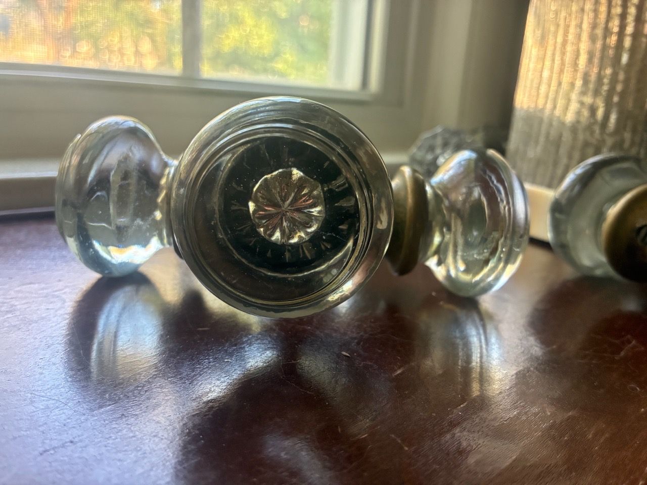 ANTIQUE SMOOTH GLASS DOOR KNOB SET - photo 3