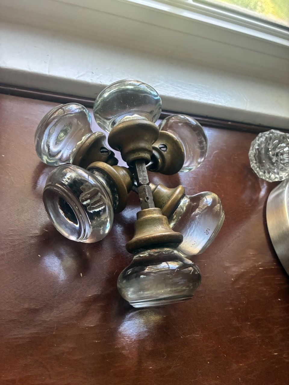ANTIQUE SMOOTH GLASS DOOR KNOB SET - photo 4