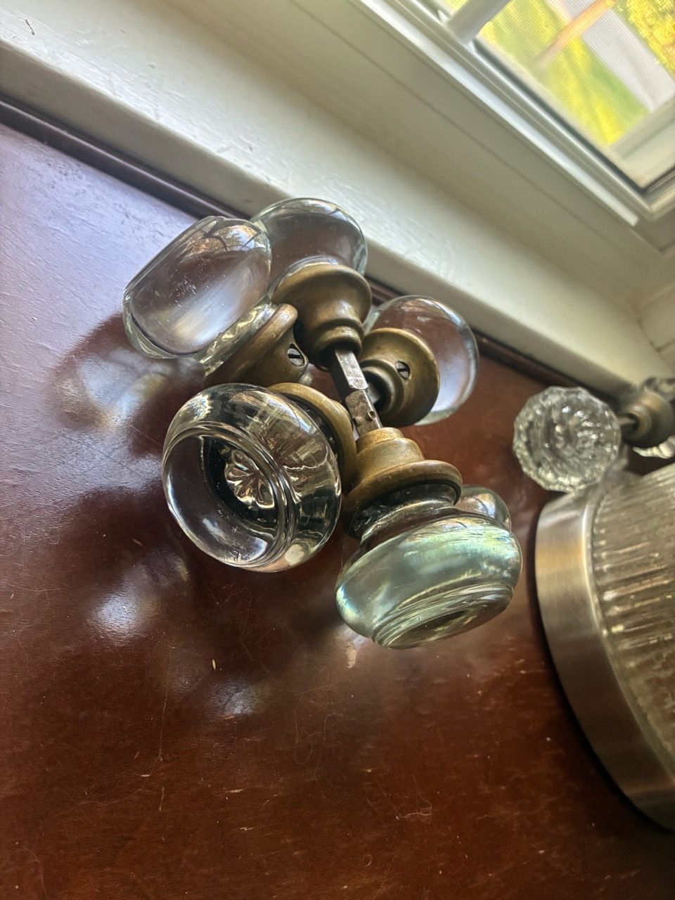 ANTIQUE SMOOTH GLASS DOOR KNOB SET - photo 5