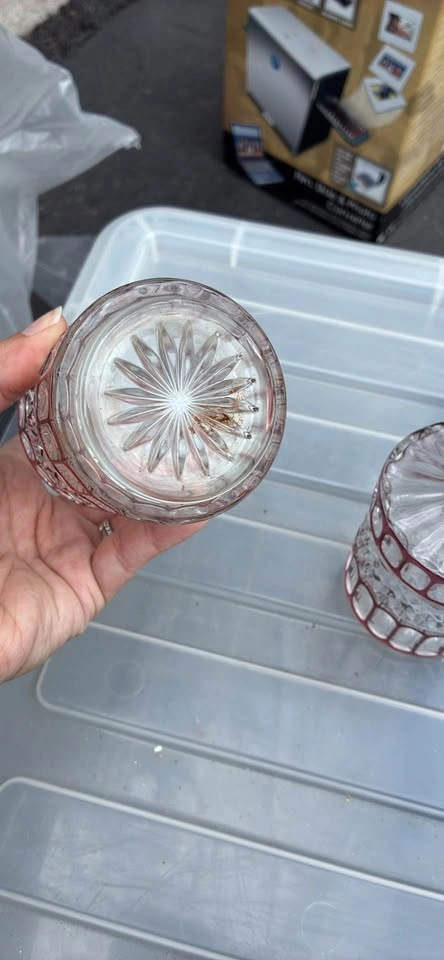 Vintage Ruby Cut-To-Clear Crystal Perfume Bottles (Pair) - photo 5