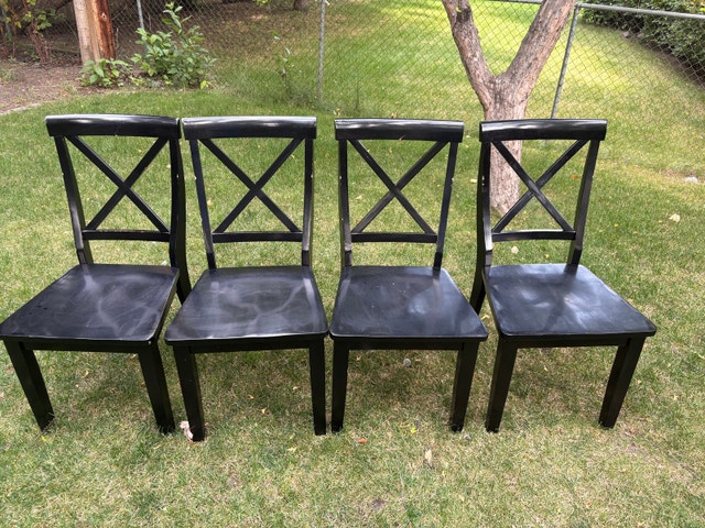 Black Cross-Back Wood Dining Chairs