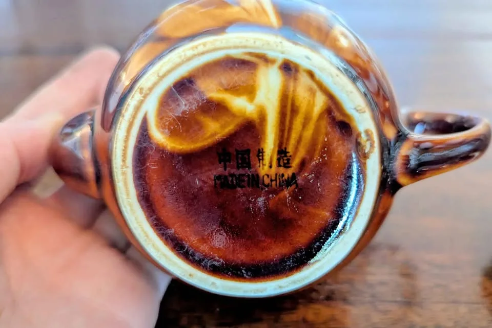 Vintage Chinese Drip Glaze Ceramic Teapot image indicator(4)