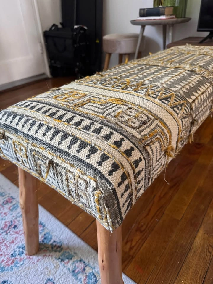 Woven Upholstered Bench / Ottoman - photo 2