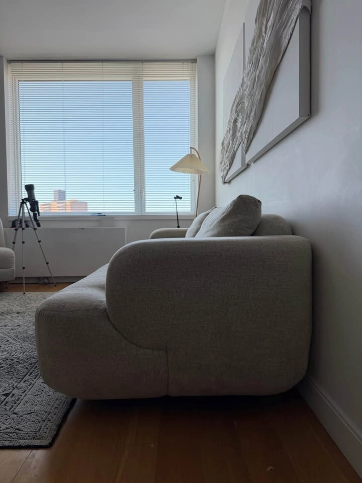 West Elm Modern Low-Profile Textured Sofa in Beige - photo 3