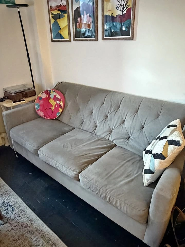 Grey Diamond Tufted Sofa