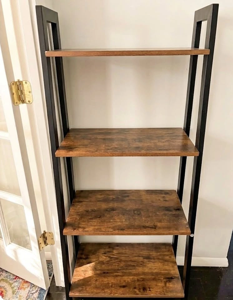 4-Tier Industrial Ladder Shelf Bookshelf
