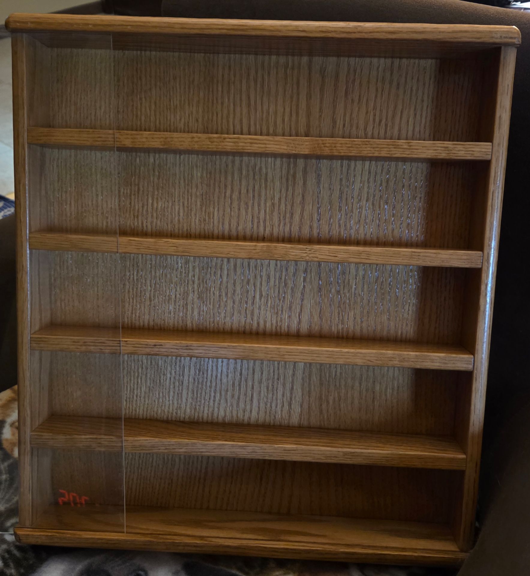 Oak shot glass display case w/plexiglass front