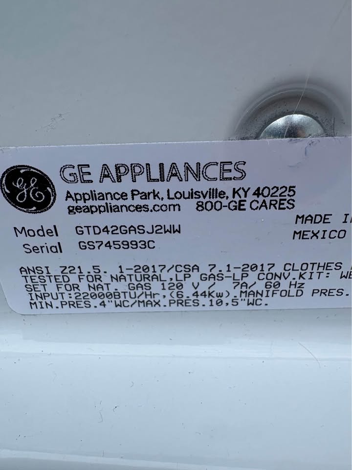 GE Natural Gas Dryer 27" - photo 5