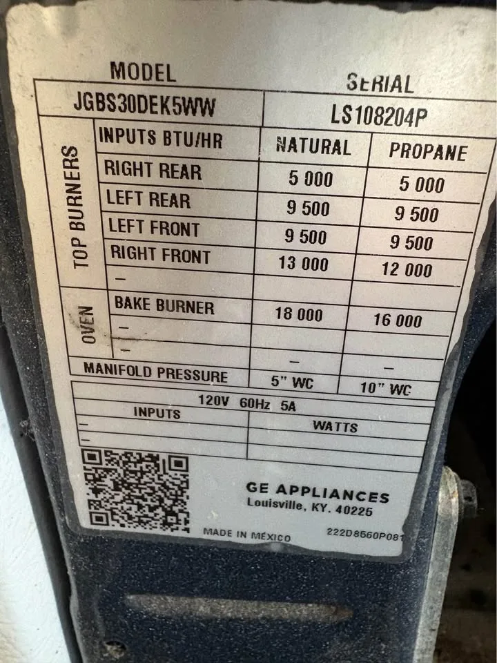 Ge gas range 30” image indicator(5)
