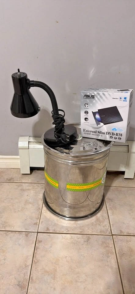 ASUS External DVD Drive, Desk Lamp, and Stainless Steel Containe