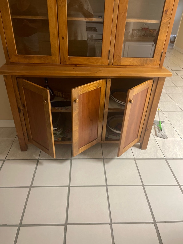 Kitchen hutch top section, custom made and stained - photo 3