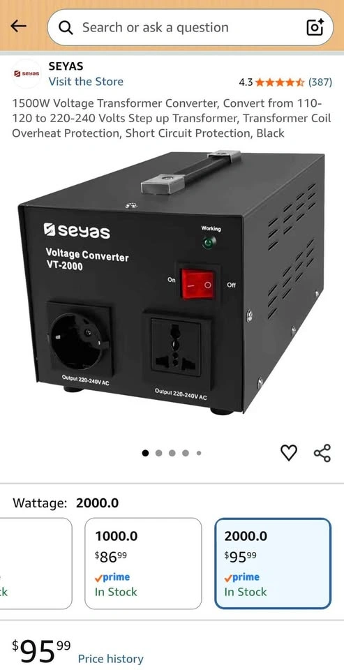 SEYAS 1500W Voltage Transformer Converter 110V to 220V - photo 3