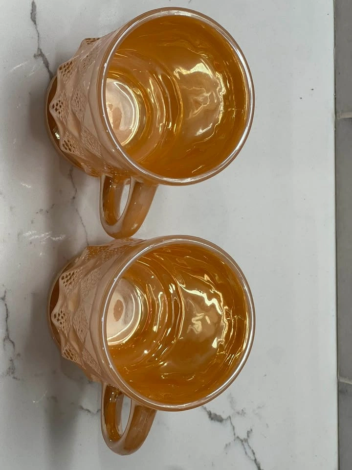Vintage Fire-King Anchor Hocking "Kimberly" Peach Lustre Mugs - photo 3