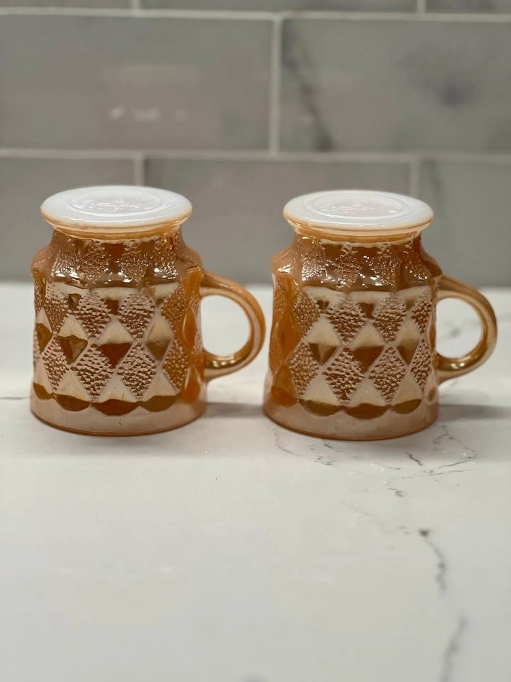 Vintage Fire-King Anchor Hocking "Kimberly" Peach Lustre Mugs - photo 4