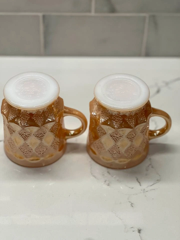 Vintage Fire-King Anchor Hocking "Kimberly" Peach Lustre Mugs - photo 5