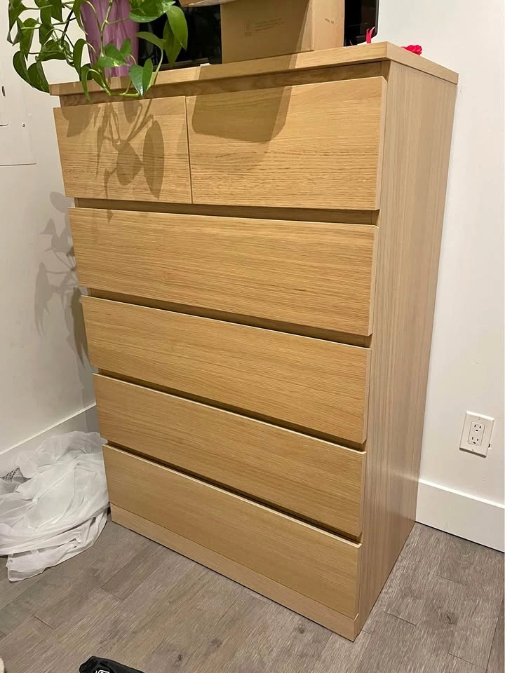 IKEA MALM 6-Drawer Chest Oak Veneer