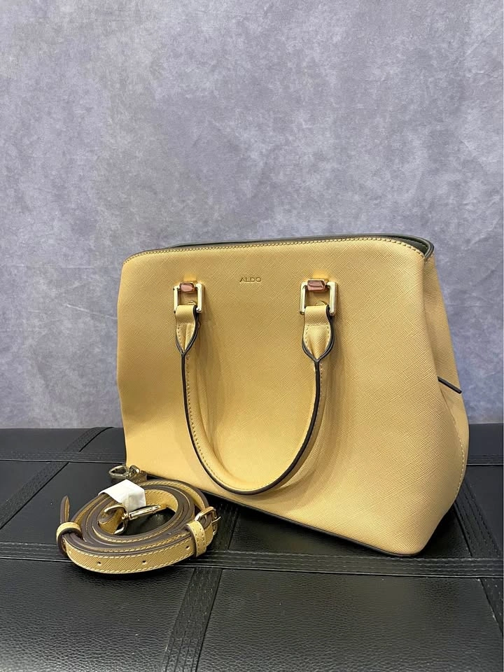 ALDO Yellow Satchel Handbag with Crossbody Strap