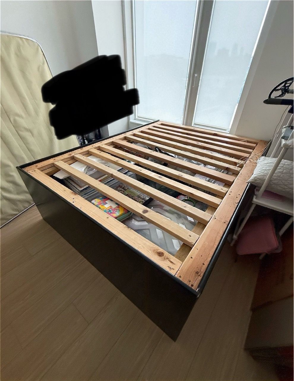 Custom Queen Platform Bed Frame - Tall Underbed Storage