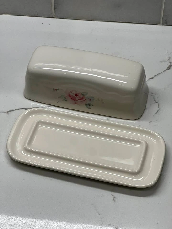 Vintage Pfaltzgraff Tea Rose Covered Butter Dish – Excellent Con - photo 4