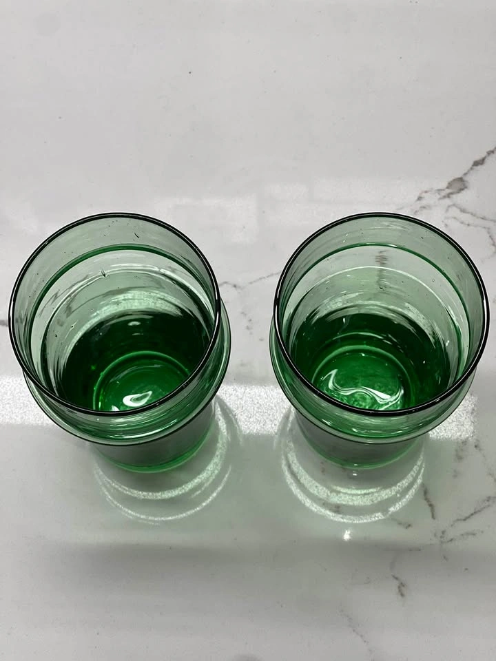 Pair of Handblown Moroccan Beldi Green Glass Tumblers (Set of 2) - photo 3