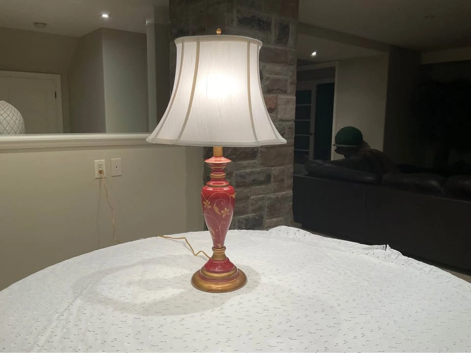 Table Lamp Vintage Chinoiserie Toleware Enamel Lamp - photo 3