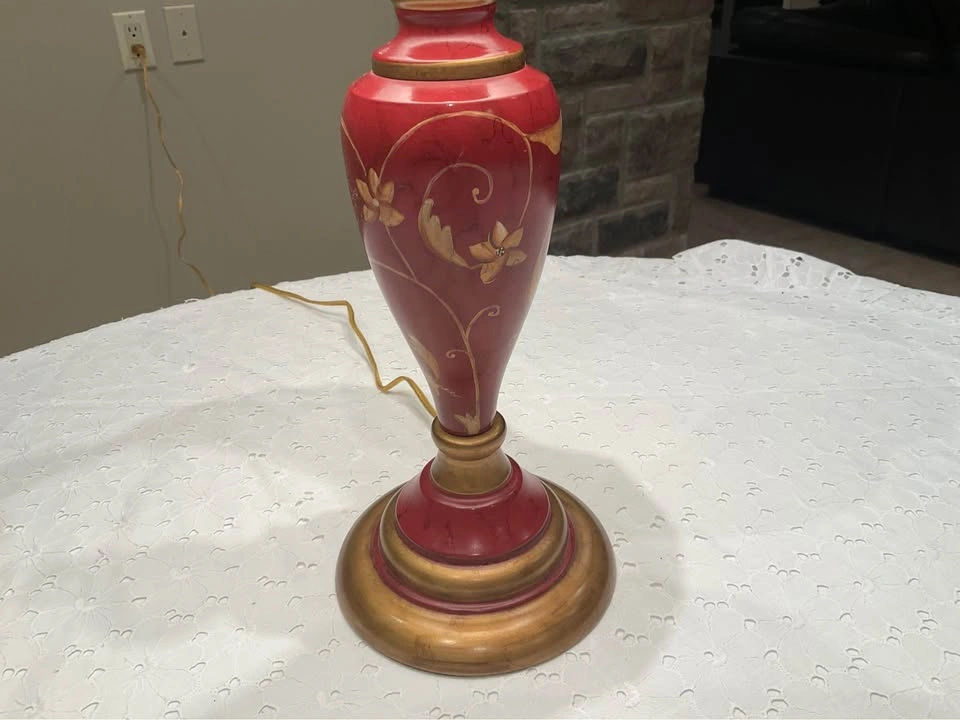 Table Lamp Vintage Chinoiserie Toleware Enamel Lamp - photo 4