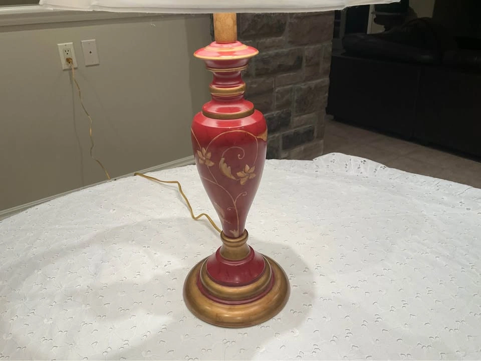 Table Lamp Vintage Chinoiserie Toleware Enamel Lamp - photo 5