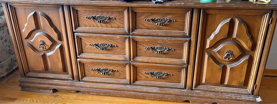 Vintage 1969 Bedroom Set: Dresser, Armoire, Nightstand, Mirror